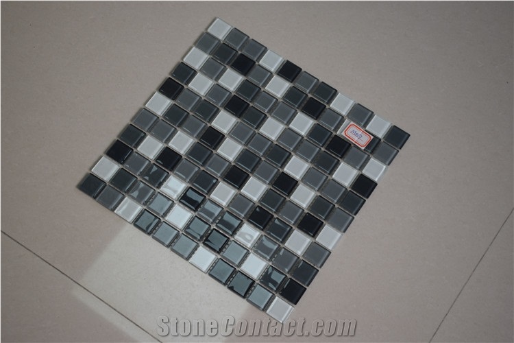 Dark Green and White Color Glass Mosaics