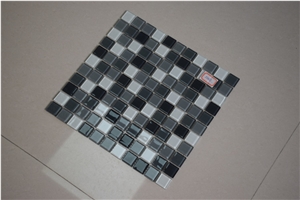 Dark Green and White Color Glass Mosaics