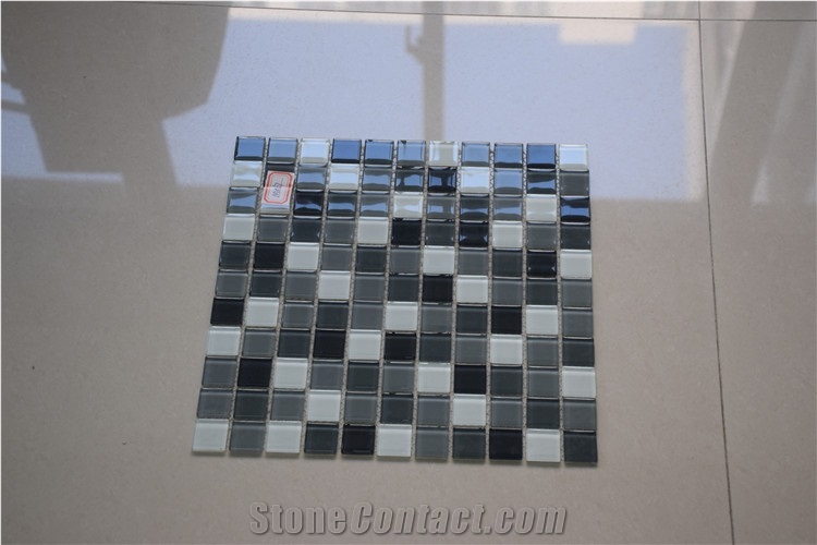 Dark Green and White Color Glass Mosaics