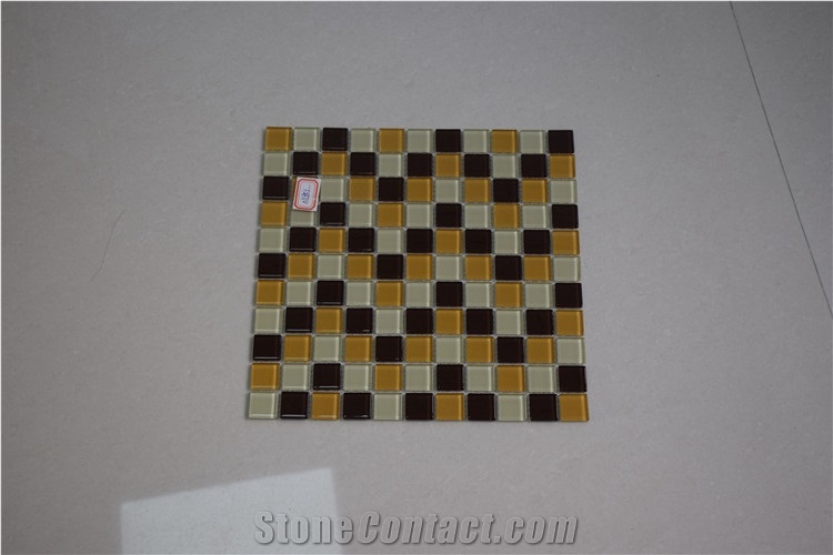Dark Yellow and Brown Color Shape Glass Mosaics