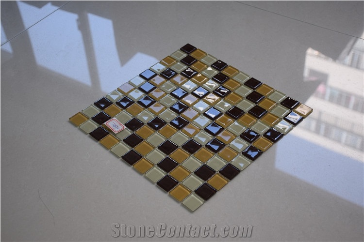 Dark Yellow and Brown Color Shape Glass Mosaics