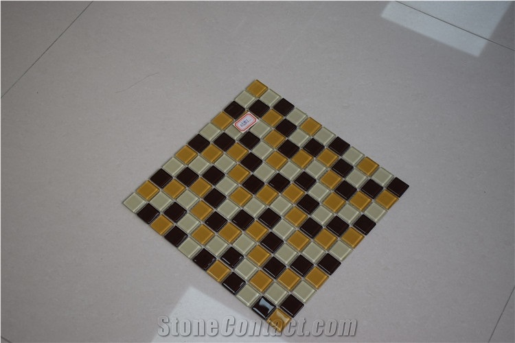 Dark Yellow and Brown Color Shape Glass Mosaics