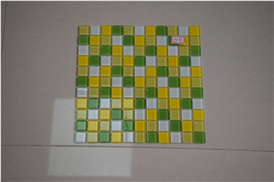 Grass Green and Yellow Square Shape Glass Mosaics