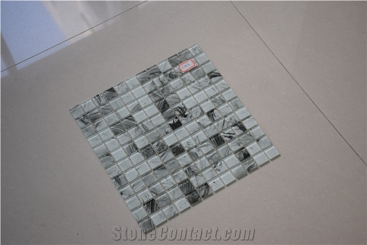 Green and White Colors Glass Mosaics for Sale