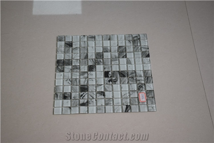 Green and White Colors Glass Mosaics for Sale