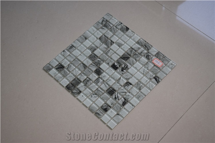 Green and White Colors Glass Mosaics for Sale
