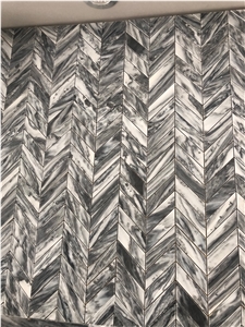 Grey Marble Mosaics Chevron Design Pattern