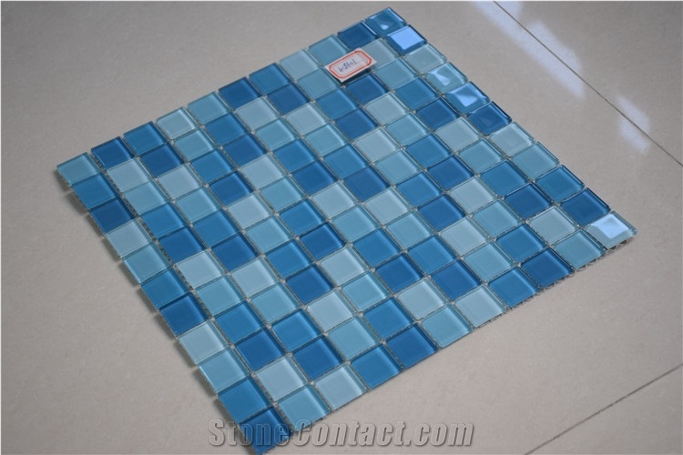 Light Blue Color Glass Mosaic Factory Direct Sale