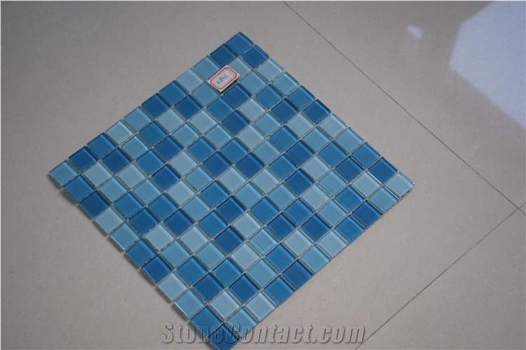 Light Blue Color Glass Mosaic Factory Direct Sale