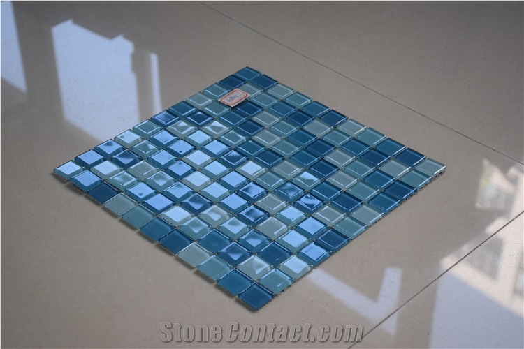 Light Blue Color Glass Mosaic Factory Direct Sale
