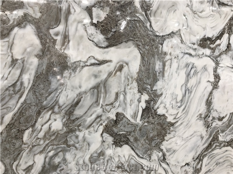 Polished Gray Marble Slabs for Counter Tops