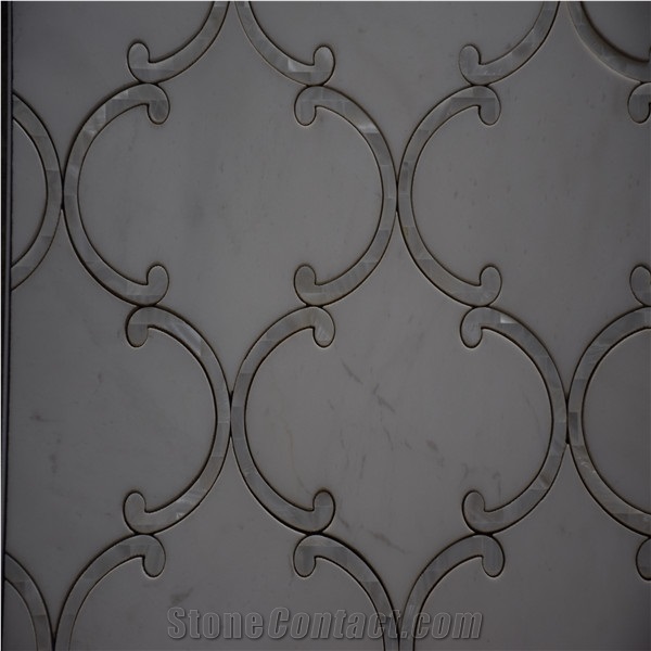 Thassos White Marble W/Mother Pearl Of Shell Lantern Mosaics