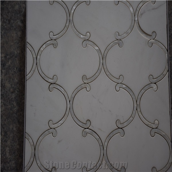 Thassos White Marble W/Mother Pearl Of Shell Lantern Mosaics