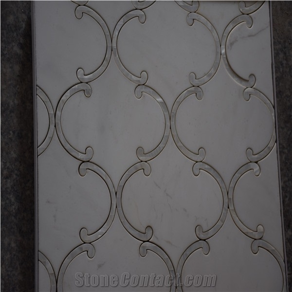 Thassos White Marble W/Mother Pearl Of Shell Lantern Mosaics