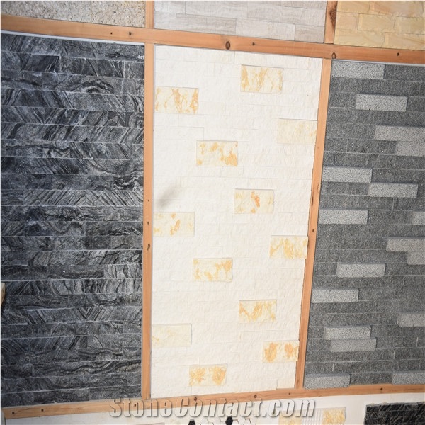 White and Light Yellow Brick Split Faced Mosaics