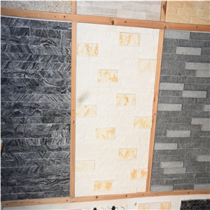 White and Light Yellow Brick Split Faced Mosaics White and Light Yellow Brick Split Faced Mosaics