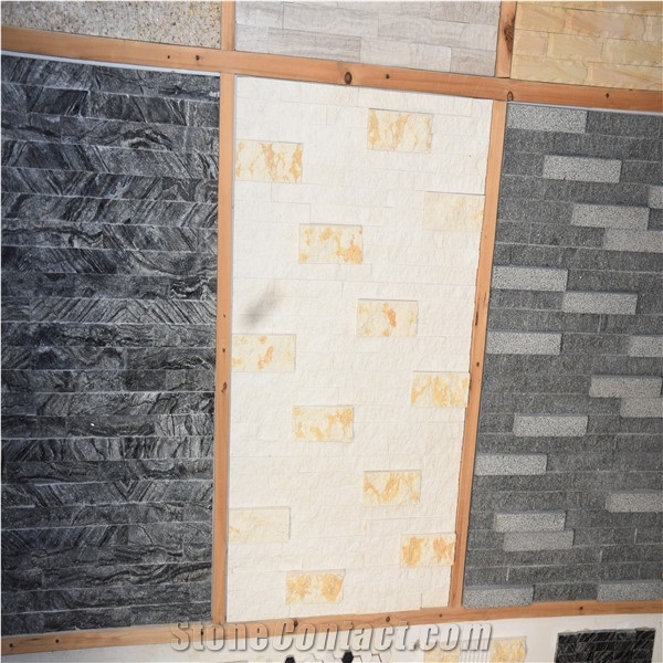 White and Light Yellow Brick Split Faced Mosaics