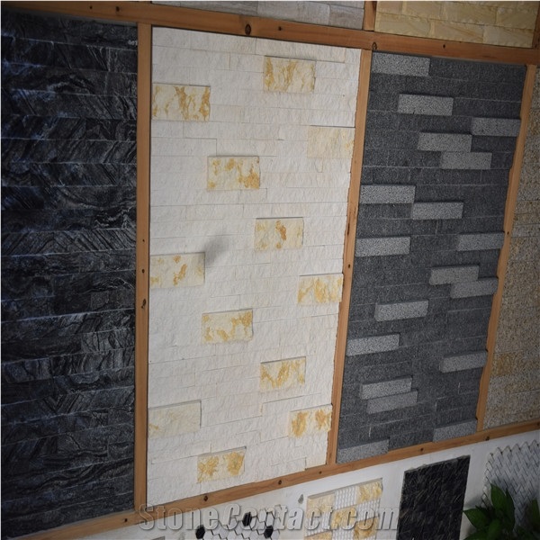 White and Light Yellow Brick Split Faced Mosaics