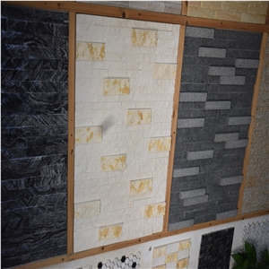 White and Light Yellow Brick Split Faced Mosaics