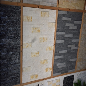 White and Light Yellow Brick Split Faced Mosaics