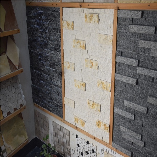 White and Light Yellow Brick Split Faced Mosaics