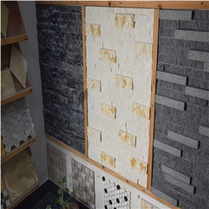 White and Light Yellow Brick Split Faced Mosaics