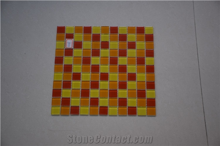 Yellow Orange Red Three Colors Square Glass Mosaic