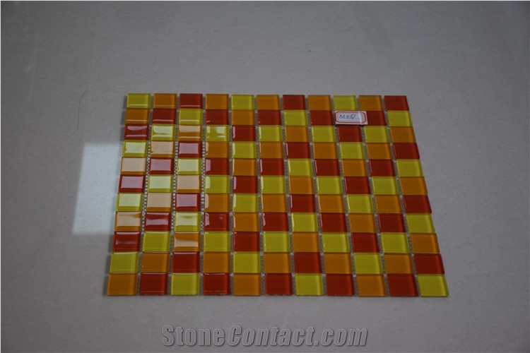 Yellow Orange Red Three Colors Square Glass Mosaic