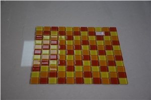 Yellow Orange Red Three Colors Square Glass Mosaic
