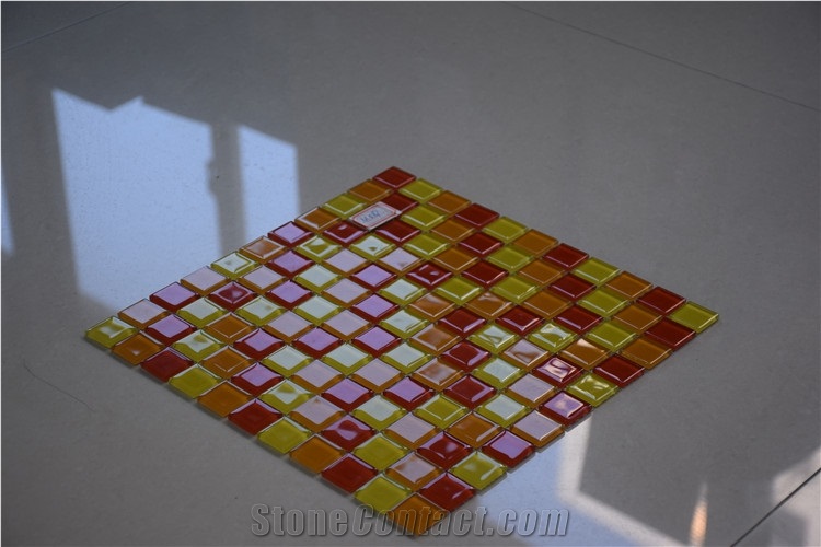 Yellow Orange Red Three Colors Square Glass Mosaic