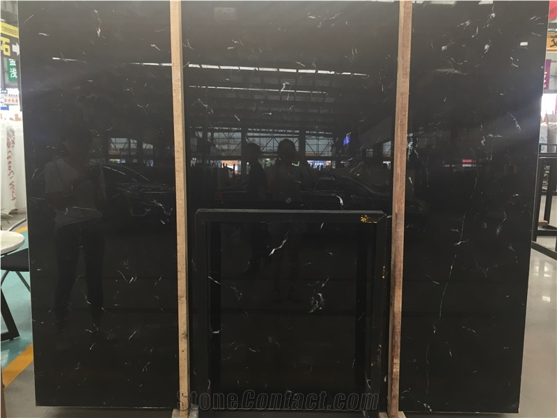 Ice Black Marble Polished Surface Slab Tile