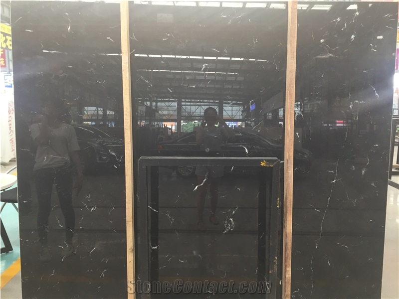 Ice Black Marble Polished Surface Slab Tile