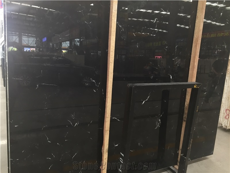 Ice Black Marble Polished Surface Slab Tile