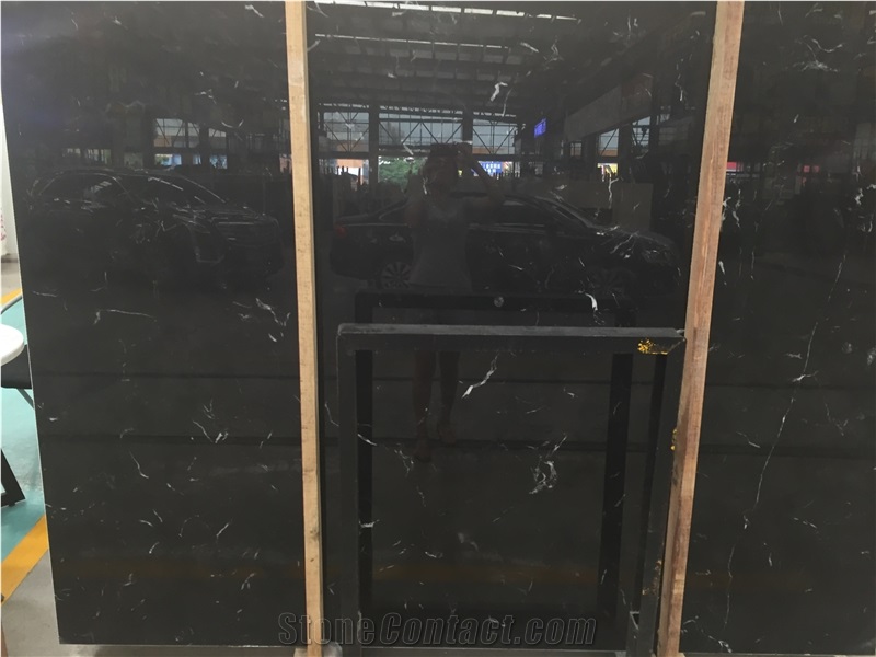 Ice Black Marble Polished Surface Slab Tile
