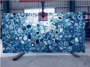 Semiprecious Stone Slab Blue Agate Gemstone Slab