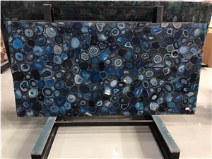 Semiprecious Stone Slab Blue Agate Gemstone Slab