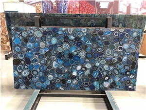 Semiprecious Stone Slab Blue Agate Gemstone Slab