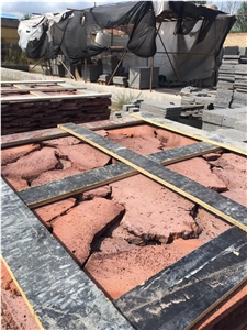 Red Lava Stone Exterior Wall Cladding Tiles
