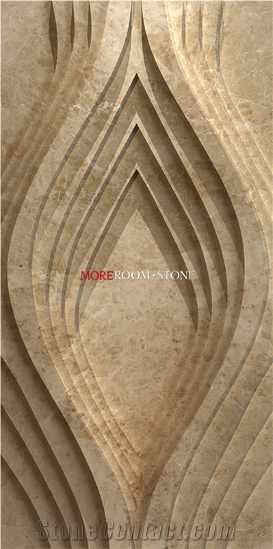 Hot Sale Cnc 3d Beige Marble Wall Tiles