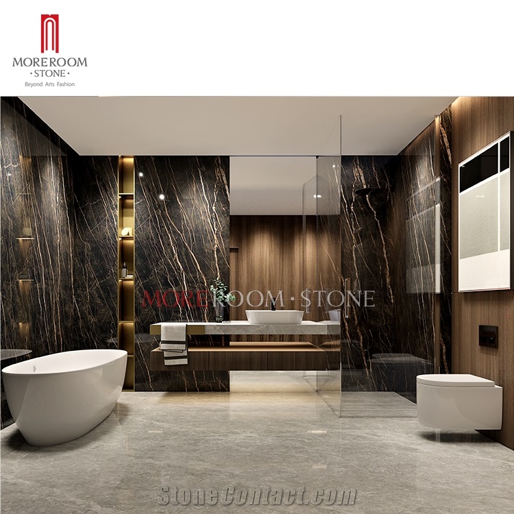 New Design Large Format Slab Black Floor Tiles