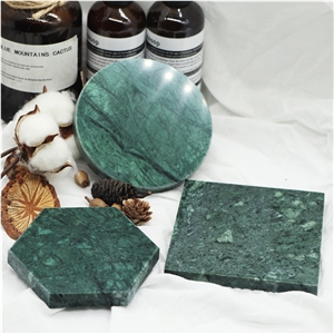 Black Green and White Carrara Marble Mat,Coaster