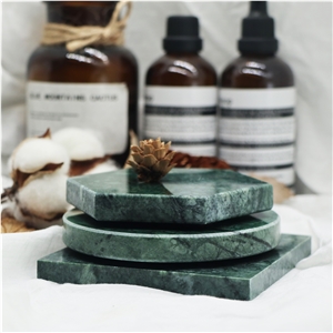 Black Green and White Carrara Marble Mat,Coaster