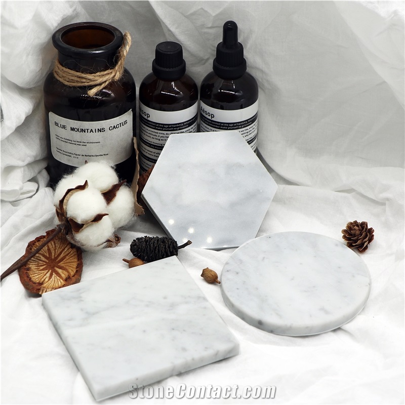 Black Green and White Carrara Marble Mat,Coaster