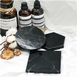 Black Green and White Carrara Marble Mat,Coaster