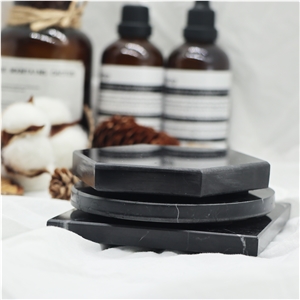 Black Green and White Carrara Marble Mat,Coaster
