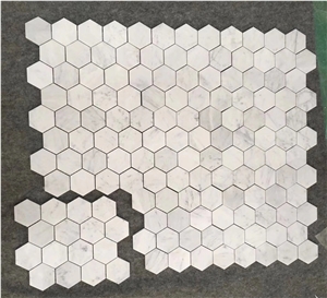 Carrara White Marble Hexagon Shape Mosaic