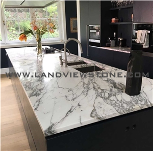 Arabescato Bench Tops, White Marble Worktop