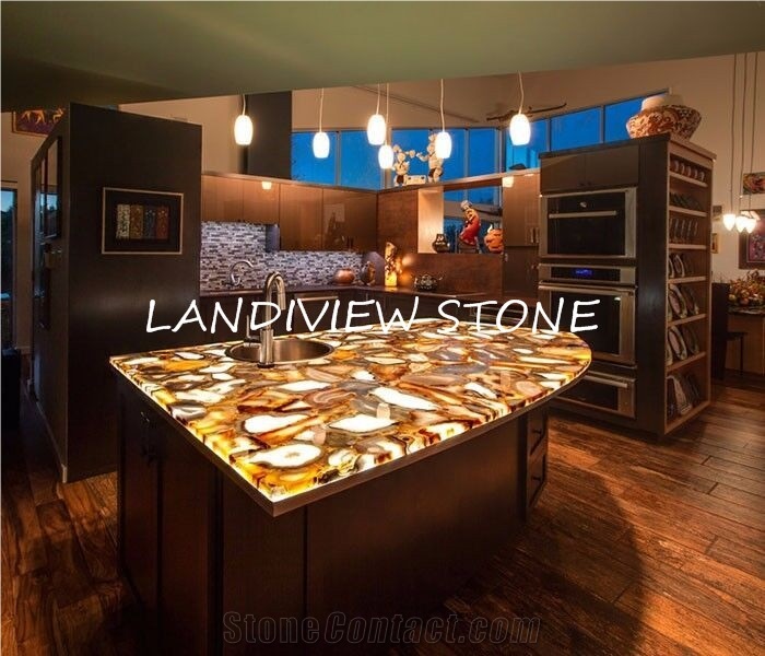 Brazil Agate Backlit Semi Precious Stone Countertop