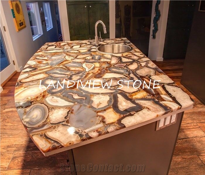 Brazil Agate Backlit Semi Precious Stone Countertop