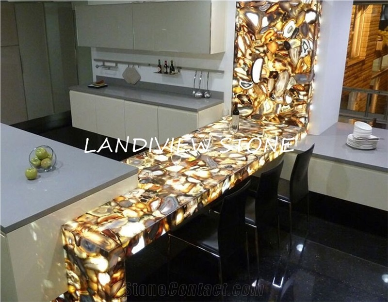 Brazil Agate Backlit Semi Precious Stone Countertop